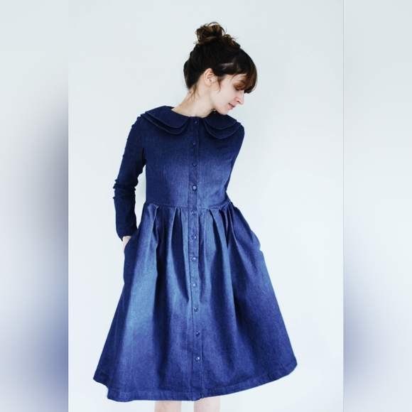 Son de Flor Dresses & Skirts - OffOn etsy Double collar button down denim dress